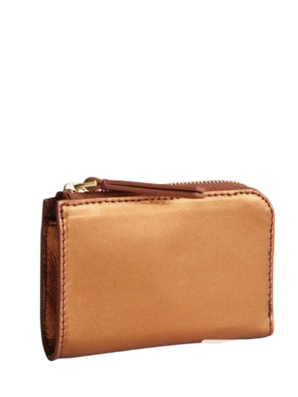 NWT Vera Bradley Full Grain Sheepskin Leather Card Case Pouch Metallic Bronze